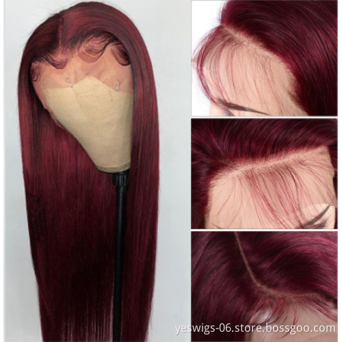 99J Red Deep Wave Lace Front Wigs Human Hair With Baby Hair Straight Colored Lace Frontal Wig Raw Brazilian Cuticle Aligend Wigs